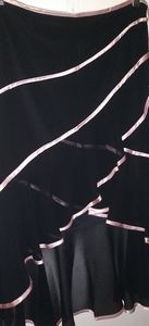 Sheer blk pink trim ruffly high low skirt